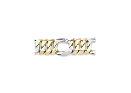 Two Tone Plated 1.60 mm Figaro Chain Bracelet